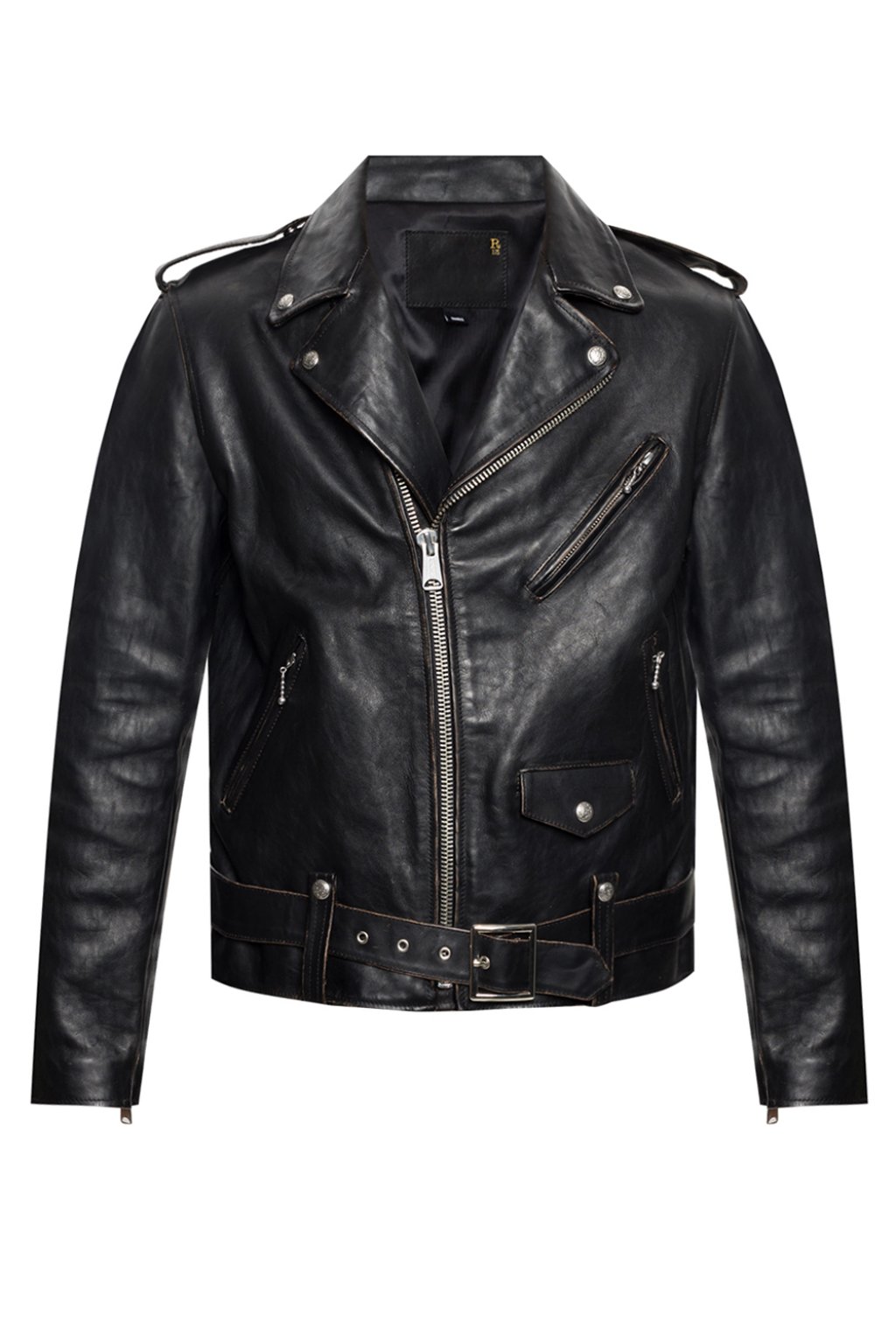 IetpShops R13 Leather biker jacket Men s Clothing Tie Front